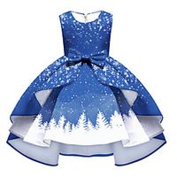 Santa Claus Christmas Dress Women's Kid's Leisure Party Christmas Polyester Dress miniinthebox - thumbnail