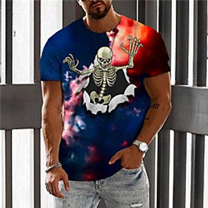 Men's Unisex T shirt 3D Print Graphic Prints Skull Skeleton Crew Neck Daily Holiday Print Short Sleeve Tops Casual Designer Big and Tall Blue  Summer Lightinthebox
