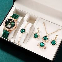 6pcs/set Women's Watch Luxury Rhinestone Quartz Watch Vintage Star Analog Wrist Watch  Jewelry Set Gift For Mom Her miniinthebox - thumbnail