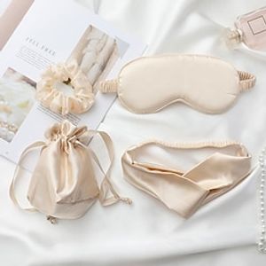 Luxury Satin Eye Mask Set for Hair and Skin, Include 1 Hair Scrunchies, 1 Eye Mask, 1 Hair Scarves, 1 Storage Bag -Luxury Sleep Set Gift Lightinthebox