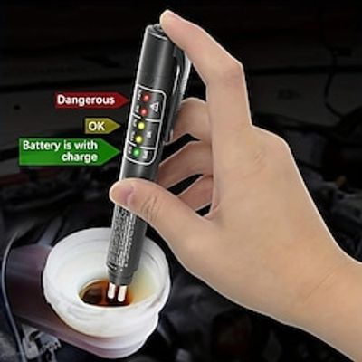 Brake Fluid Liquid Tester,Hydraulic Fluid Liquid Oil Moisture Analyzer With 5 LED Indicators,Auto Brake Diagnostic Testing Tool For DOT3/4 Brake Fluid miniinthebox