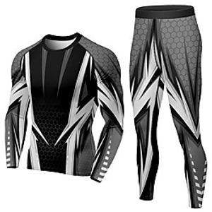 21Grams Men's 2 Piece Activewear Set Compression Suit Athletic Athleisure 2pcs Winter Long Sleeve Spandex Breathable Quick Dry Moisture Wicking Fitness Gym Workout Running Active Training Exercise Lightinthebox