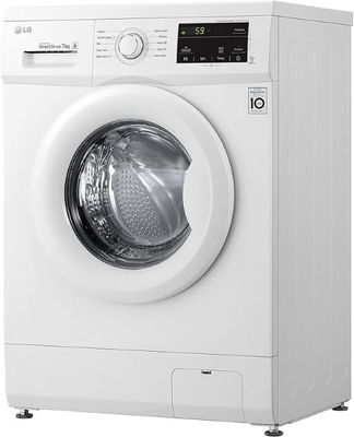 LG 7 Kg Front Load Washing Machine, 6 Motion Direct Drive Motor, White Color, Sleek Design, Smart Diagnosis - FH2J3QDNG0P