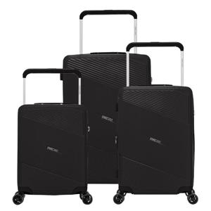 PARA JOHN Effortless Travel with Our Sleek 3-Piece Polypropylene WIDE HANDLE Spinner Luggage Set BLACK