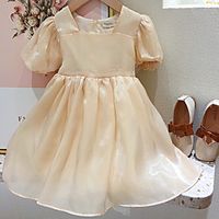 Kids Little Girls' Dress Graphic Tutu Dresses Bow Beige Knee-length Short Sleeve Basic Dresses Summer Regular Fit 2-8 Years miniinthebox - thumbnail