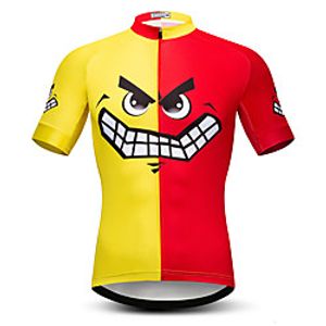 21Grams Men's Short Sleeve Cycling Jersey Summer Spandex Polyester Red  Yellow Cartoon Bike Jersey Top Mountain Bike MTB Road Bike Cycling Quick Dry Moisture Wicking Breathable Sports Clothing Lightinthebox