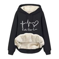 Women's Hoodie Sweatshirt Pullover Active Neon  Bright Drawstring Black Red Gray Letter Party Hoodie Long Sleeve Fleece Top Micro-elastic Fall  Winter Lightinthebox - thumbnail