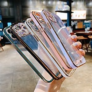 Clear Phone Case For Apple iPhone 12 Pro Max 11 SE 2020 X XR XS Max 8 7 Rhinestone Camera Lens Protection Shockproof Dustproof Transparent TPU Back Cover miniinthebox