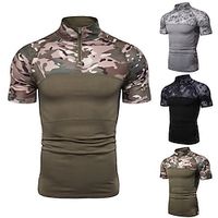 Men's Tactical Shirt Performance Polo Performance Shirt Hiking Shirt Stand Collar Short Sleeve Sports  Outdoor Vacation Going out Casual Daily Quick dry Breathable Soft Plain Black Army Green Lightinthebox - thumbnail