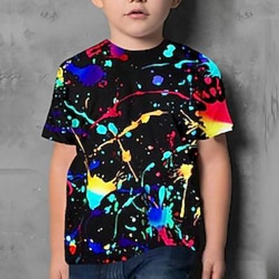 Kids Boys T shirt Tee Graphic Short Sleeve Crewneck Children Top Casual 3D Print Cool Daily Summer Black 3-12 Years Lightinthebox