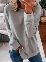 Fall Loose Solid Color Long Sleeve T-shirt