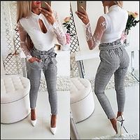 Women's Skinny Black Fashion Casual Daily Side Pockets Ankle-Length Comfort Striped S M L XL 2XL Lightinthebox - thumbnail