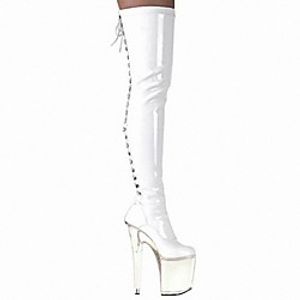 Women's Boots High Heel Round Toe Over The Knee Boots PU Lace-up Solid Colored Clear White Black miniinthebox