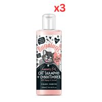 Bugalugs Luxury 2 In 1 Papaya And Coconut Cat Shampoo And Conditioner 250ml (8.4 Fl Oz) (Pack Of 3)