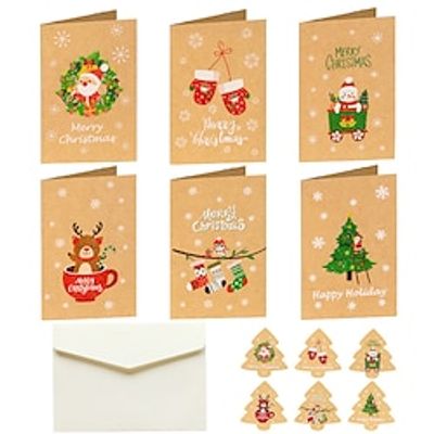 6pcs Greeting Cards Christmas Card Christmas Cards with Envelopes and Stickers Christmas Folding Cards Mini Christmas Cards Christmas Cards Set miniinthebox
