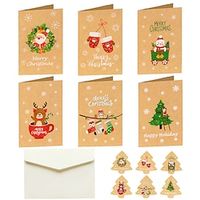 6pcs Greeting Cards Christmas Card Christmas Cards with Envelopes and Stickers Christmas Folding Cards Mini Christmas Cards Christmas Cards Set miniinthebox - thumbnail
