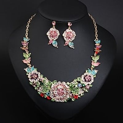 Jewelry Set 3pcs Rhinestone Alloy Earrings Necklace Women's Elegant Vintage Stylish Geometrical Geometric Jewelry Set For Wedding Party Wedding Guest Lightinthebox