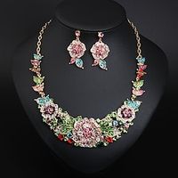 Jewelry Set 3pcs Rhinestone Alloy Earrings Necklace Women's Elegant Vintage Stylish Geometrical Geometric Jewelry Set For Wedding Party Wedding Guest Lightinthebox