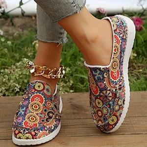 Women's Sneakers Boat Shoes Slip-Ons Comfort Shoes Plus Size Canvas Shoes Outdoor Halloween Daily Summer Flat Heel Round Toe Casual Comfort Minimalism Walking Shoes Canvas Loafer Plaid Black And Lightinthebox