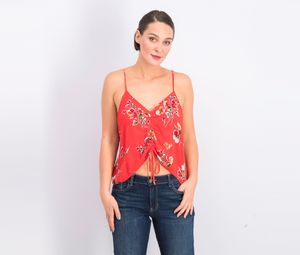 Womens Ellen Tunnel Detail Top  Red Combo