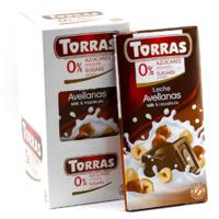 Torras Sugar Free Milk Chocolate With Hazelnut Tablet 75 gr Carton