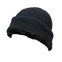 Men's Beanie Hat Winter Hats Earflap Hat Ears Beanie Hat Knitted Beanie Black Dark Navy Fleece Travel Outdoor Vacation Plain Windproof Warm 2 In 1 Lightinthebox - thumbnail