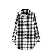 Women's Blouse Shirt Plaid Check Long Sleeve Shirt Collar Basic Tops Black Red miniinthebox - thumbnail