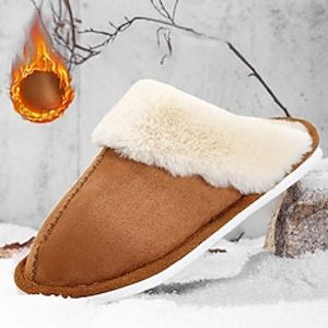 Men's Women Clogs  Mules Slippers  Flip-Flops Retro Warm Slippers Fleece Slippers Plush Slippers Fleece lined Walking Casual Daily Leather Comfortable Booties  Ankle Boots Loafer Coffee Spring Fall Lightinthebox