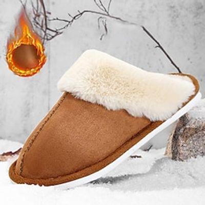 Men's Women Clogs  Mules Slippers  Flip-Flops Retro Warm Slippers Fleece Slippers Plush Slippers Fleece lined Walking Casual Daily Leather Comfortable Booties  Ankle Boots Loafer Coffee Spring Fall Lightinthebox