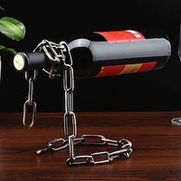 Wine Bottle Holder, Home Organizer Tech Chain Shape Wine Glass Rack Bottle Holder Floating Illusion Chain Rack Stand Lightinthebox - thumbnail