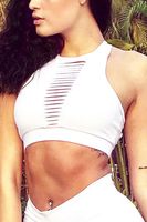 Active Quick Drying Elastic Band Crop Top with Holes Details - thumbnail