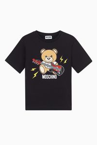Teddy Bear with Guitar Print T-shirt in Cotton