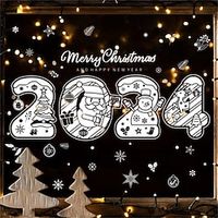 4PCS 2024 Merry Christmas Sticker Christmas Product White Snowflake Static Sticker 20X30CM Lightinthebox - thumbnail