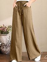 Literary Cotton And Linen Loose Wide-Leg Pants