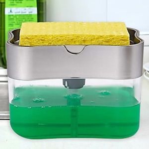 Premium Quality Dish Soap Dispenser For Kitchen Sink Counter Top Sink Dispenser Instant Refill Durable Rust proof Soap Pump Sponge Caddy Kitchen 2-in-1 Manual Press Liquid Soap Dispenser With Washin miniinthebox