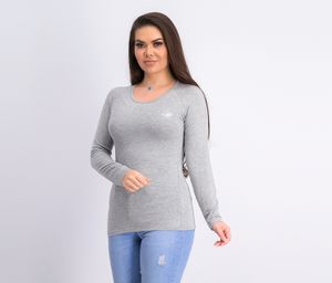 Womens Slim Plain Long Sleeve Tee  Grey