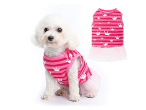 Pets Club Crown Printed Dog Dress Summer Pet Cloth Pink - Large
