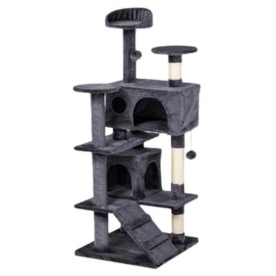 Cozy Paws Cat Tree With Sisal-Covered Scratching Posts -Dark Grey - 50X50X132 Cm