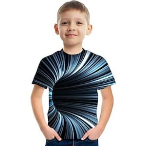 Kids Boys' T shirt Tee Short Sleeve Graphic Optical Illusion Color Block Rainbow Children Tops Summer Active Streetwear Sports 3-12 Years Lightinthebox
