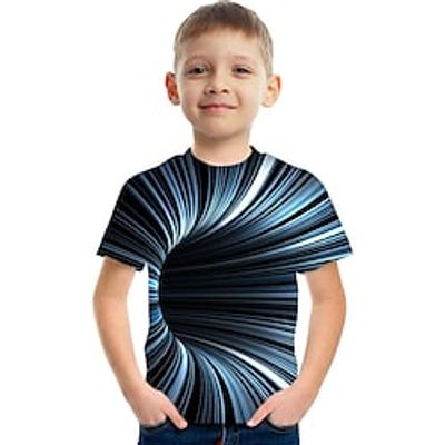 Kids Boys' T shirt Tee Short Sleeve Graphic Optical Illusion Color Block Rainbow Children Tops Summer Active Streetwear Sports 3-12 Years Lightinthebox
