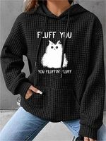 Fluff You Women's Casual Waffle Hooded Pocket Sweatshirt