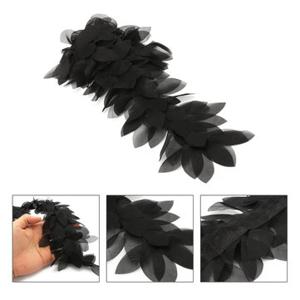 1 Yard Beautiful Handicrafts Black Chiffon Leaves Lace Trim Tulle Lace