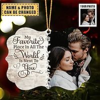 Personalized Photo Acrylic Ornament - Gift For Couple - My Favorite Place In All The World Is Next To You miniinthebox