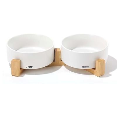 M-Pets Opera Ceramic Bowls With Bamboo Stand White 2X350ml M-Pets Opera Ceramic Bowls With Bamboo Stand White 2X350ml