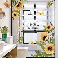 Wall Sticker Removable Sunflower Mural Tv Sofa Backdrop Wallpaper Flower Wall Art Sunflower Vinyl Decal Sunflower Pattern Sticker Home Wall Decals Flowers PVC Stick to The Wall miniinthebox