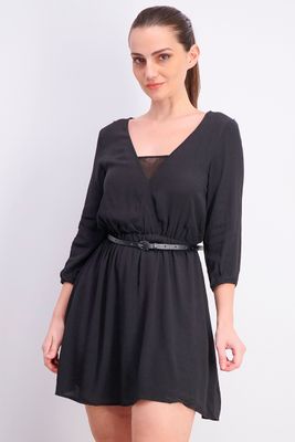 Womens Belted Dress Black Womens Belted Dress Black