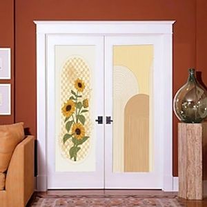 1pc Sunflower Door Stickers Wardrobe Stickers Ins light luxury Old Furniture Color Change Decoration Background Wall Cloth SelfAdhesive Wholesale Oil Canvas miniinthebox