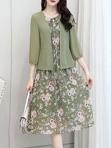 Chiffon Floral Two-piece Dress