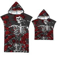 1PCS Hooded Wear Bath Towel Beach Towel Cape Skull Beach Dress Bathrobe Printed Hooded Bath Towel Lightinthebox - thumbnail