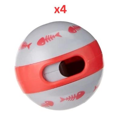 Trixie Cat Activity Snack Ball Toy For Cats - Light Grey 6Cm (Pack Of 4)